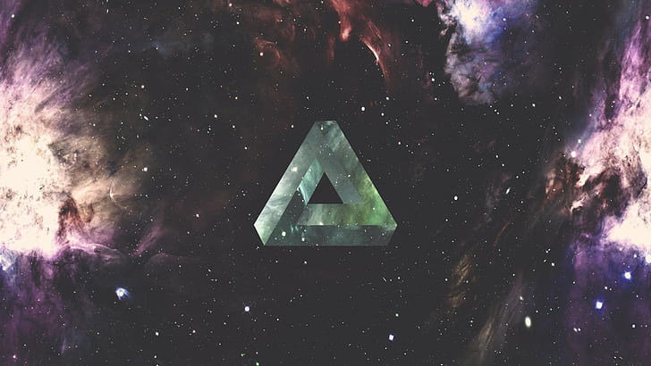 triangle, Penrose triangle, space, galaxy, nebula, geometry