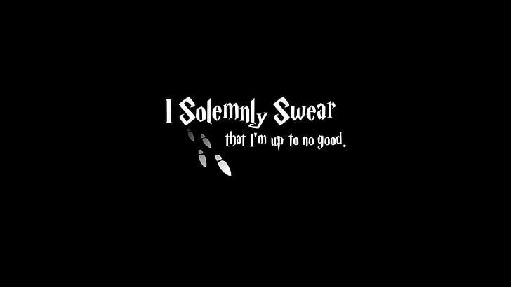 black background with Solemnly Swear text overlay, Harry Potter
