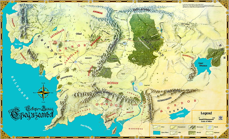 map illustration, John. R. R. Tolkien, The Lord of the Rings