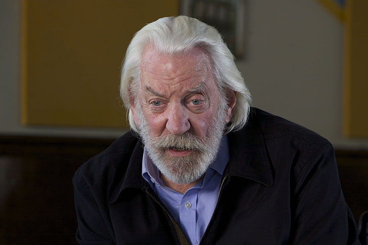 men's black suit jacket, donald sutherland, actor, gray-haired