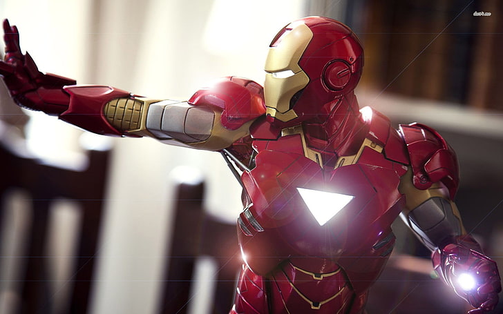 Marvel Iron Man miniature, helmet, focus on foreground, security