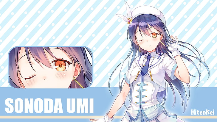 anime, anime girls, Sonoda Umi, Love Live!, winking, long hair, HD wallpaper