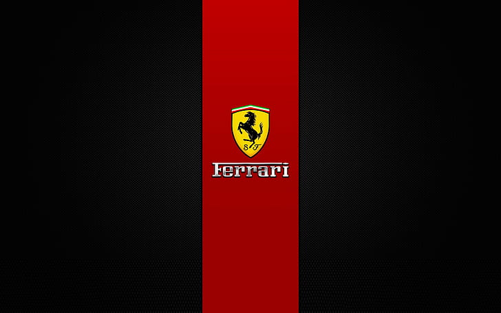 Ferrari Brand Logo, background, red, black, design, HD wallpaper