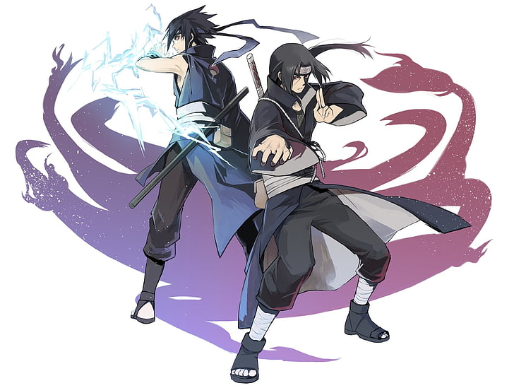 two male anime characters digital wallpaper, Naruto, Itachi Uchiha