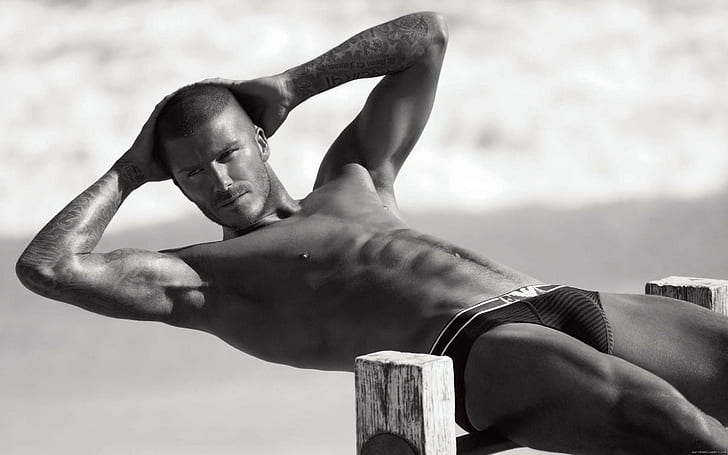 David Beckham in brief, men's black brief, celebrity, sport