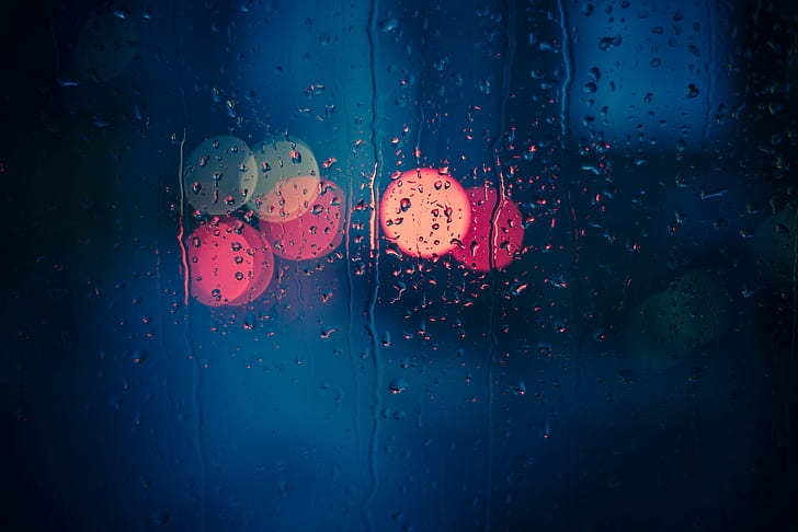 tilt shift lens of water droplets, Through the glass, Nikon  D750, HD wallpaper