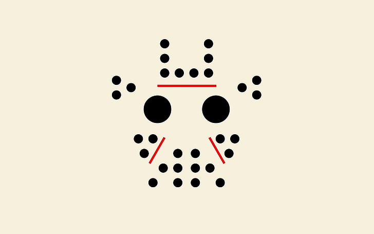 Jason Voorhees mask illustration, points, circles, lines, pattern
