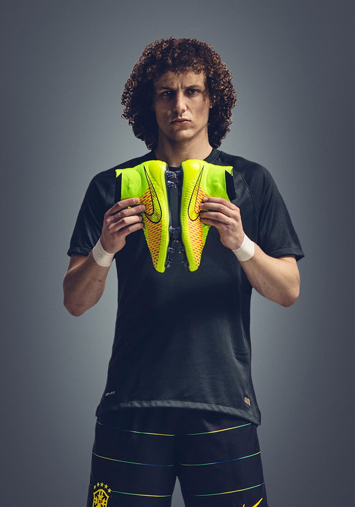 pair of yellow-and-orange Nike shoes, soccer, David Silva, mercurial
