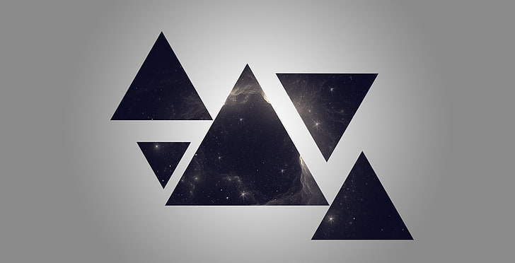 triangular black decor, triangle, space, geometry, galaxy, triangle shape