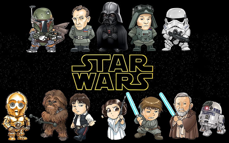 Star Wars characters wallpaper, Boba Fett, C-3PO, Chewbacca, Darth Vader, HD wallpaper