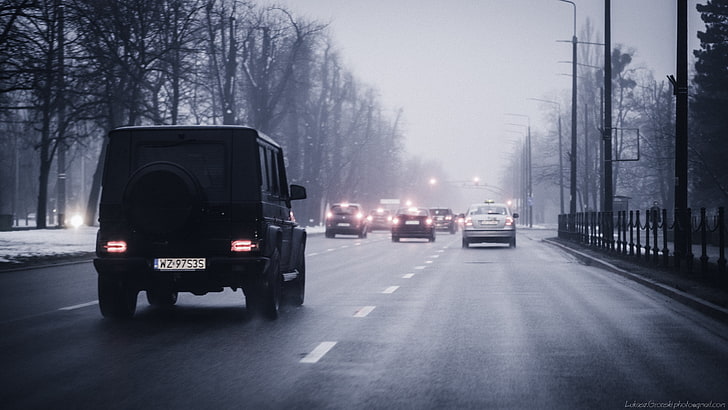 black off-road vehicle, Mercedes Benz, Mercedes G-Class, Gdańsk