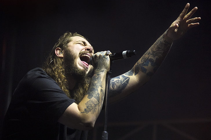 post malone, music, hd, 4k, 5k, young adult, mouth open, performance