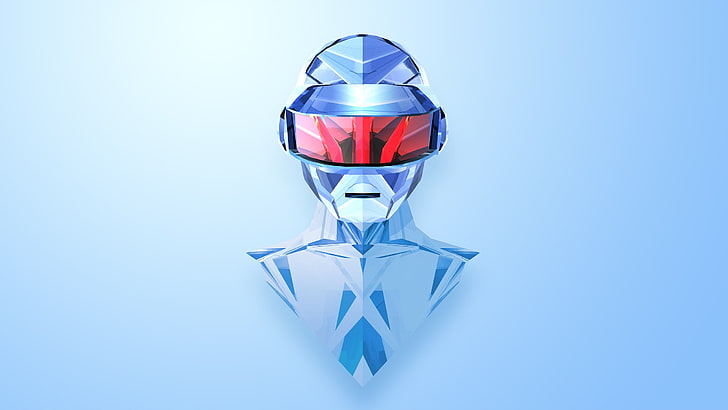 blue and red mask digital wallpaper, abstract, Justin Maller
