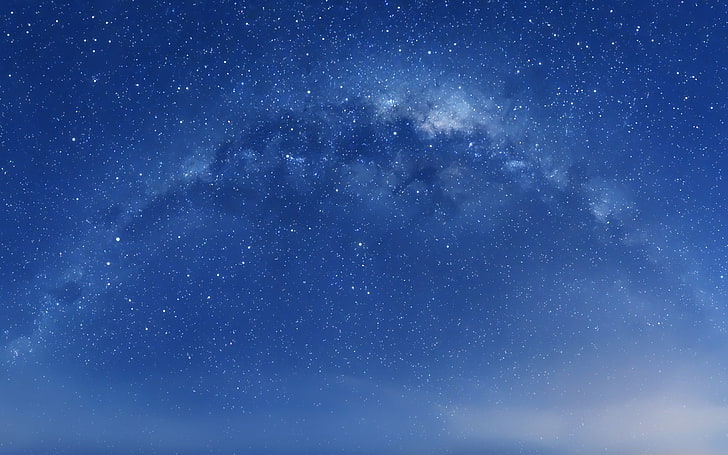blue cloudy sky with stars illustration, space art, digital art