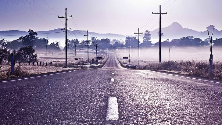 gray concrete road, landscape, transportation, the way forward