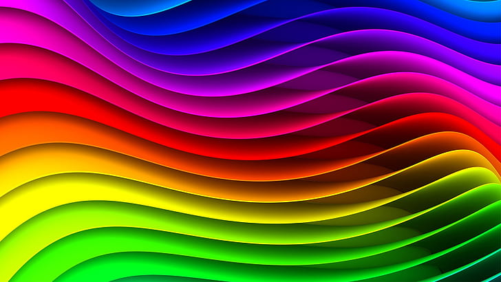 The abstract striped waveform, the colors of the rainbow, blue, red, and green wallpaper, HD wallpaper