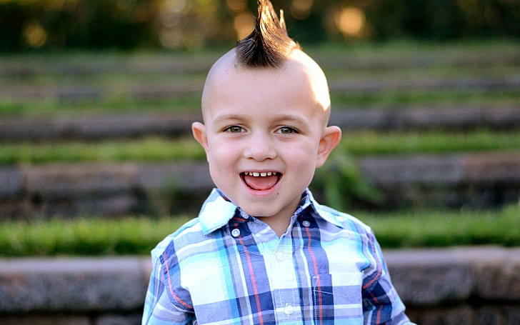 Boy Iroquois Hairstyle, Baby, funny, smiley face, happy