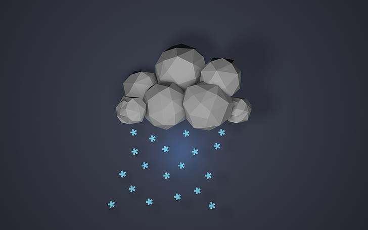 Polygon Art Cloud Snow Winter HD, digital/artwork