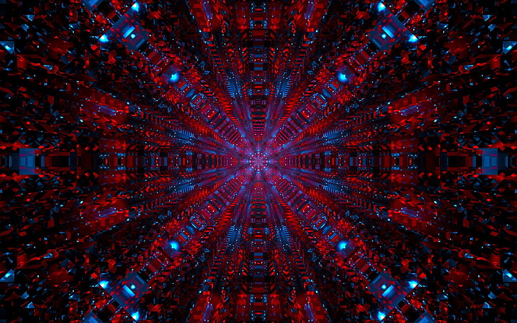 red and blue digital wallpaper, dive, colorful, light, kaleidoscope, HD wallpaper
