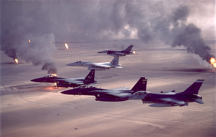 aircraft military f15 eagle f16 fighting falcon fighter jets gulf war Aircraft Military HD Art, HD wallpaper