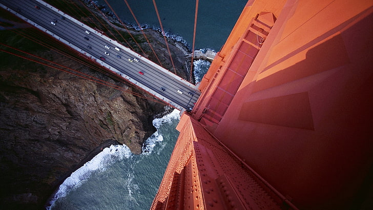 Golden Gate Bridge, California, cliff, transportation, connection