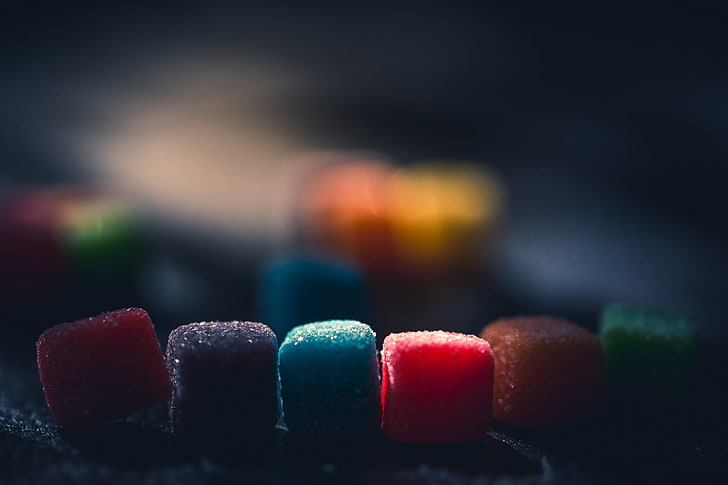 assorted-color candies, dark, colorful, sweets, food, macro, medicine, HD wallpaper