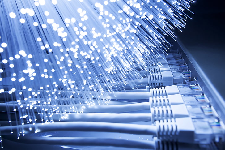 white ethernet cable, Broadband internet, Optic fiber, LAN, RJ45, HD wallpaper