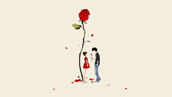 HD wallpaper: anime, boy, couple, cute, girl, love, red, rose | Wallpaper  Flare