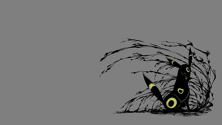 black and yellow animal clip art, Pokémon, Umbreon, vector, illustration