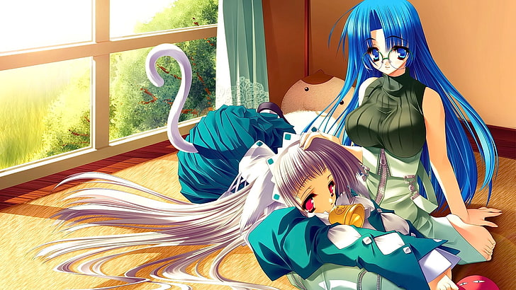 HD wallpaper: anime, anime girls, blue hair, long hair, red eyes, blue eyes  | Wallpaper Flare