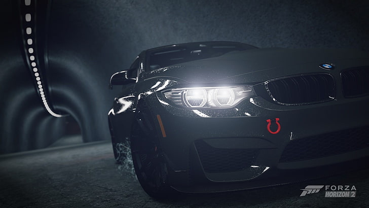 Forza Horizon 2 screenshot, car, LED headlight, tunnel, road, HD wallpaper