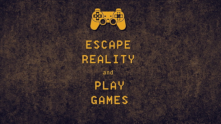 Escape reality and play games text, typography, quote, DualShock, HD wallpaper