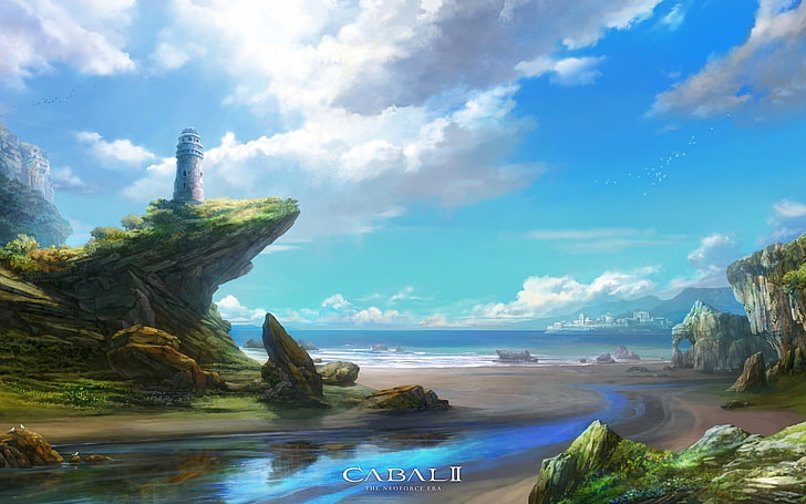 cabal, fantasy art, water, sky, cloud - sky, sea, scenics - nature, HD wallpaper