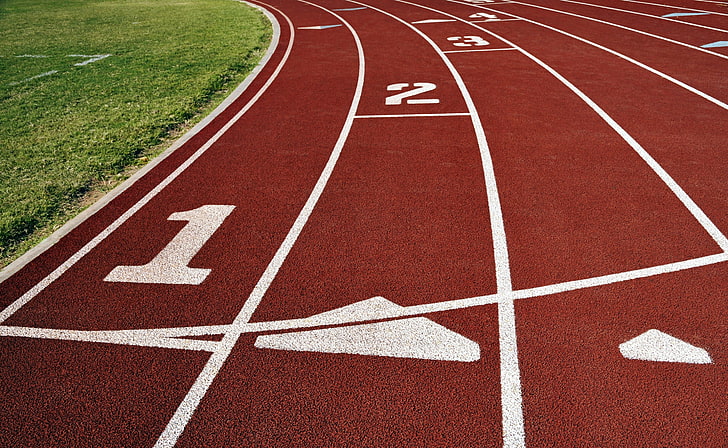 Athletics Track, red and white road, Sports, Other Sports, track and field