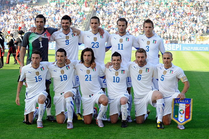 Italian soccer team jersey set, football, serie a, the national team of Italy on football, HD wallpaper
