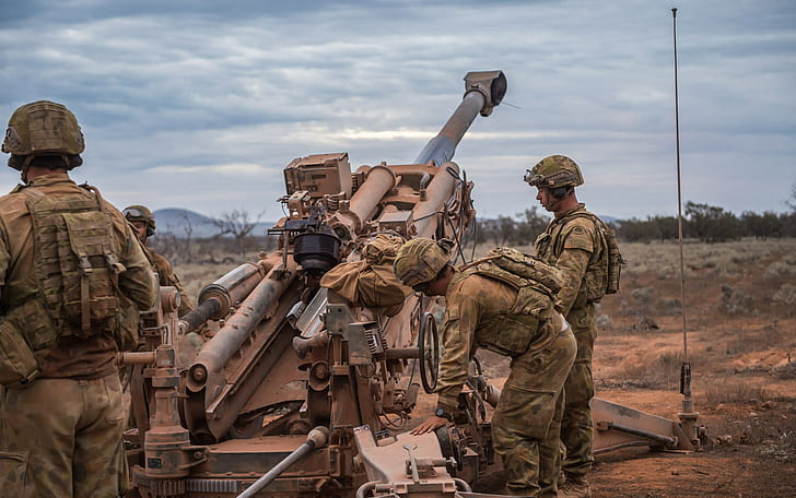 weapons, soldiers, howitzer, Australian Army, M777, HD wallpaper