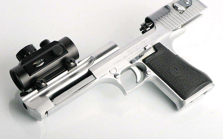 Hd Wallpaper Desert Eagle Pistol Silver And Black Dessert Eagle With Laser Pointer Handgun Wallpaper Flare