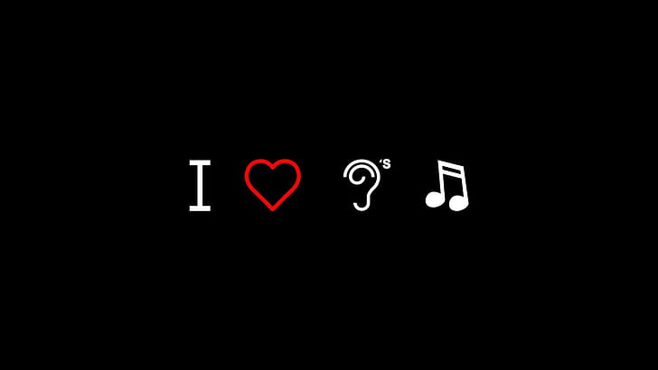 I Love Hearing Music HD, heart, minimalistic