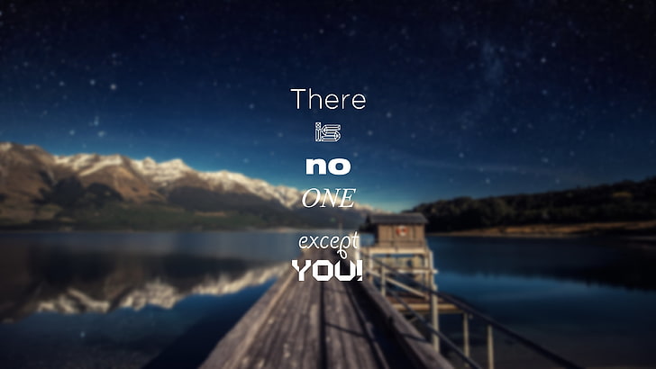 there no one except you text, lake, sea, motivational, nature, HD wallpaper