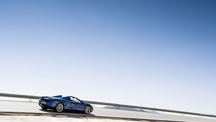blue sports car, McLaren MC4-12C, blue cars, vehicle, sky, transportation, HD wallpaper
