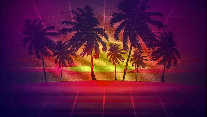 Music, Palm trees, Electronic, Synthpop, Darkwave, Retrowave