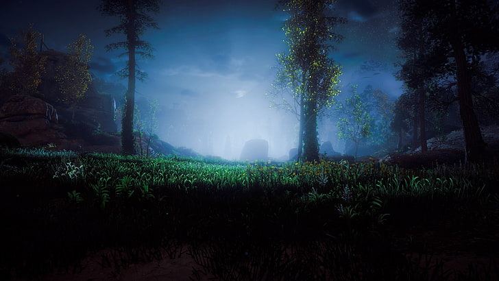 green grass and green trees, Horizon: Zero Dawn, screen shot