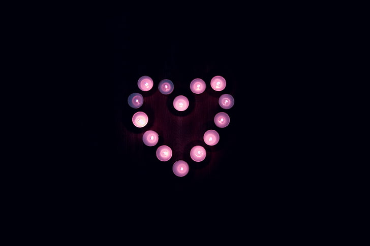 HD wallpaper: pink heart illustration, candles, light, illuminated, black  background | Wallpaper Flare