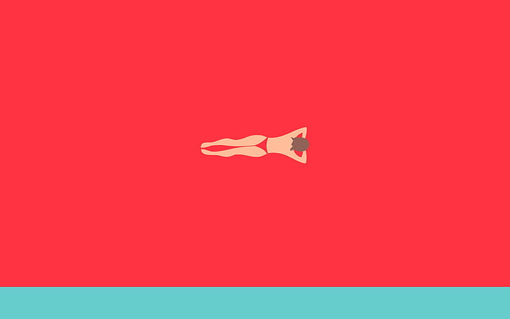 Plage Swimming, woman prone position clip art, Sports, red, swimmer