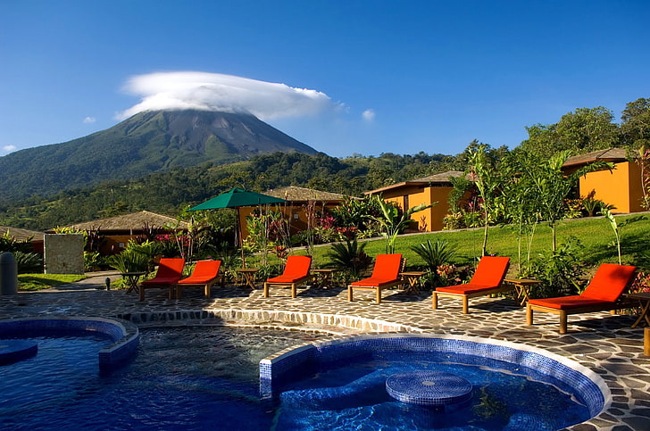 hotel, Costa Rica, Nayara Hotel Spa And Gardens, sky, mountain, HD wallpaper