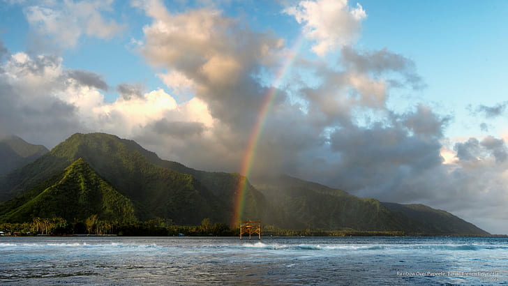 Rainbow Over Papeete, Tahiti, French Polynesia, Nature