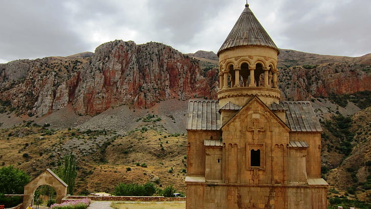 Noravank Monastery In Armenia, cliffs, bell tower, canyon, nature and landscapes, HD wallpaper