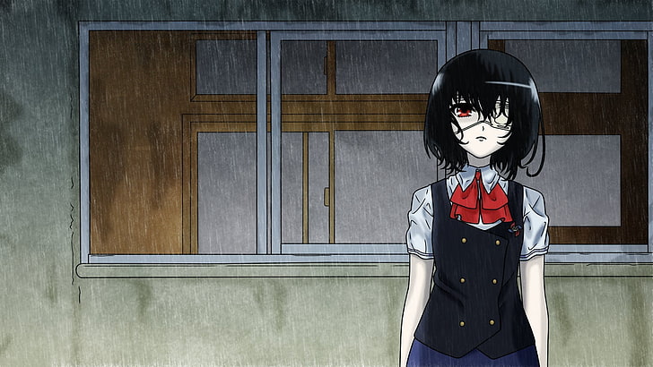 Another, Misaki Mei, school uniform, anime girls, one person, HD wallpaper