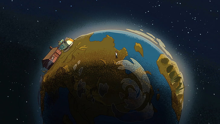 planet earth illustration, Rick and Morty, Adult Swim, cartoon, HD wallpaper