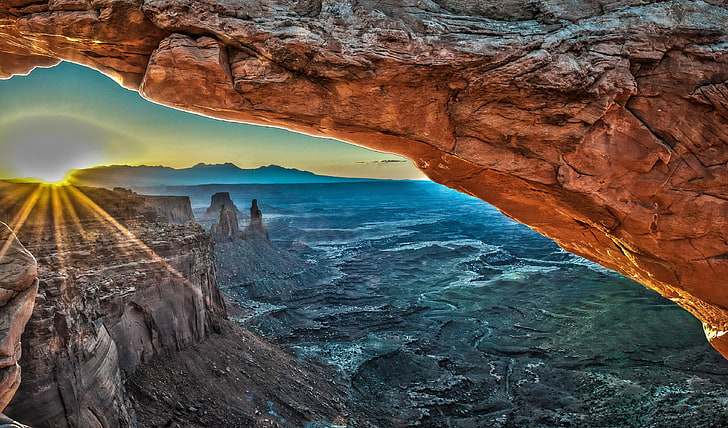 mesa arch, rock, rock - object, beauty in nature, solid, scenics - nature